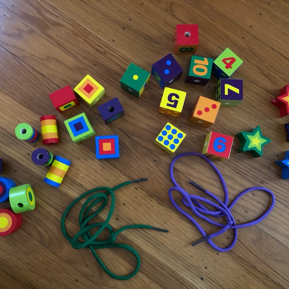 Melissa & Doug Deluxe Wooden Lacing Beads